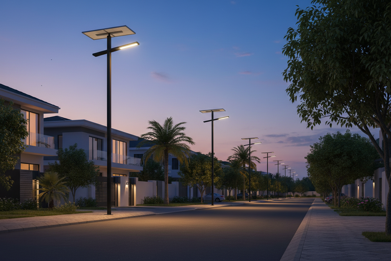 Postes solares LED iluminação exterior Angola